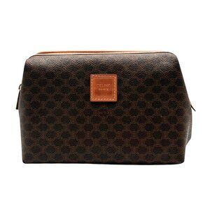 Vintage Celine Brown/Tan Macadam Cosmetic Bag and Clutch